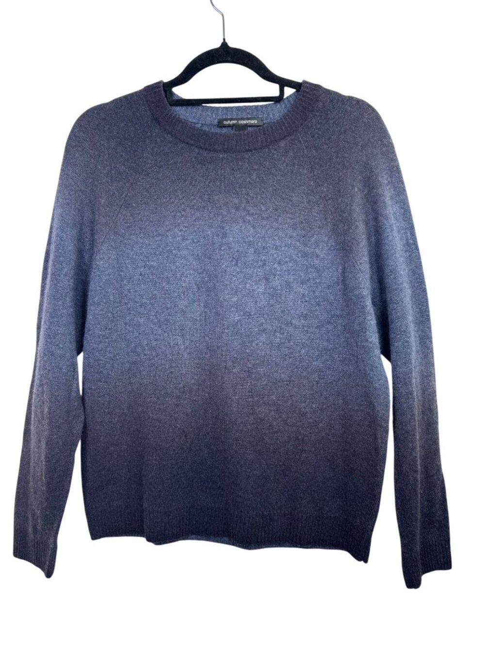 Autumn Cashmere Blue Purple Ombre 100% Pure Cashmere Crewneck Sweater Size Large